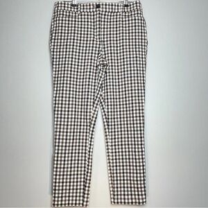 LOFT Women's Black Brown White Gingham Plaid Pants Skinny Cropped Stretch Size 8